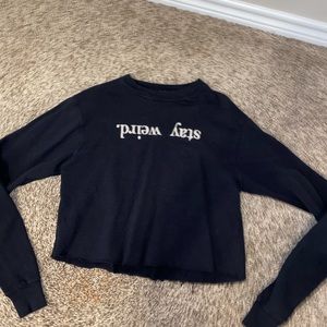 Stay weird brandy crop sweater